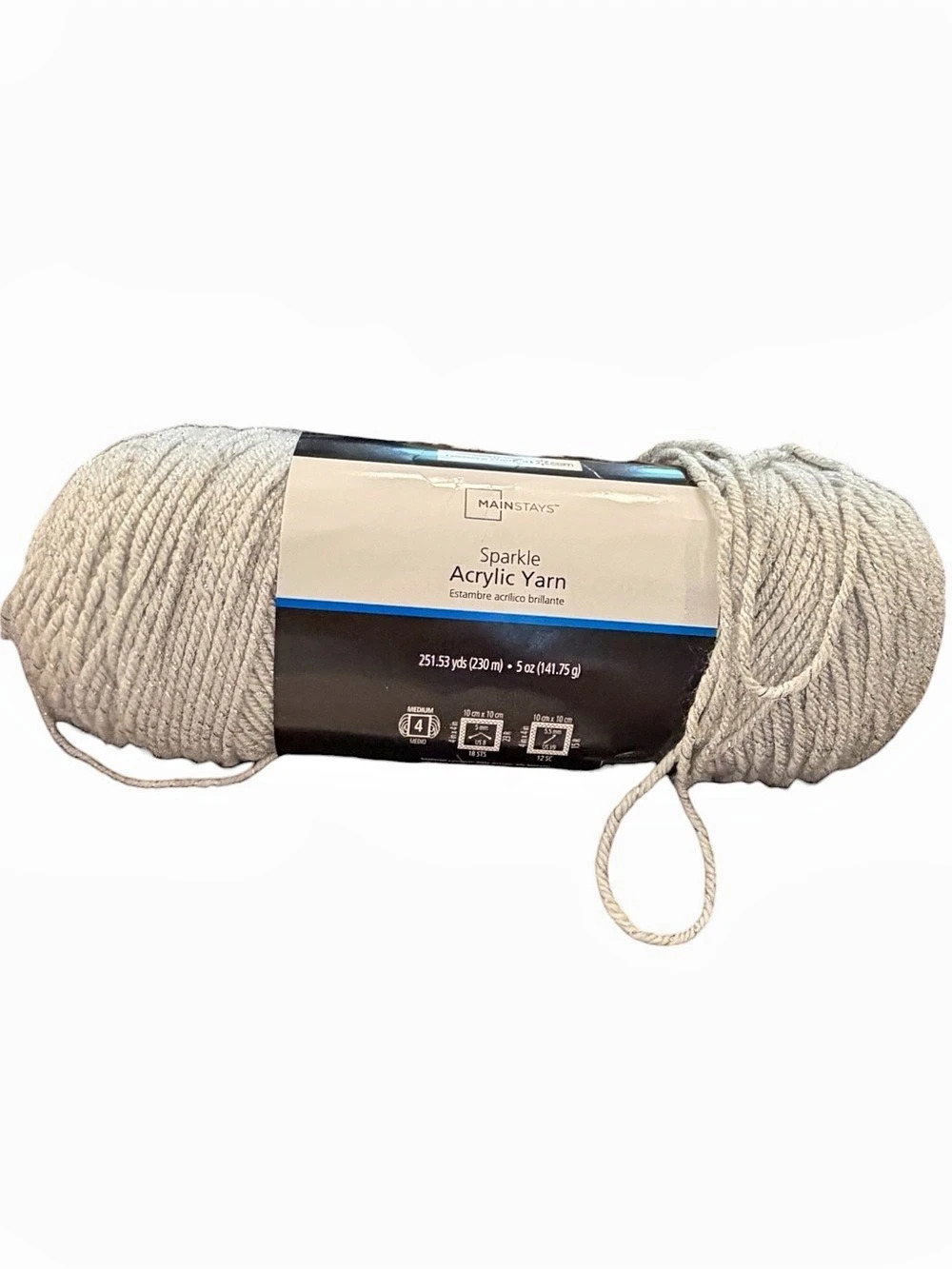 Mainstays Medium Sparkle Acrylic Yarn 5.0 Oz Platinum Silver 2023
